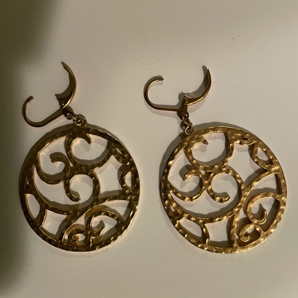 Gold costume hanging earrings